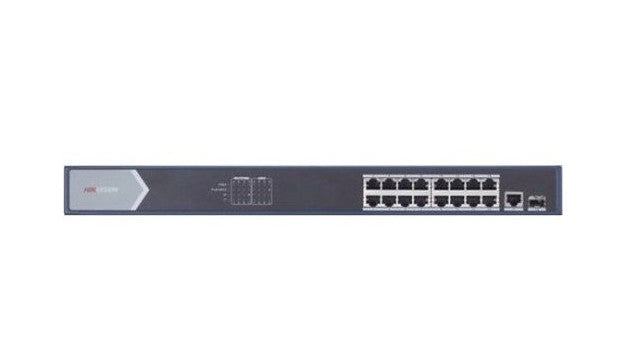 Hikvision DS-3E0518P-E 16-Port Unmanaged Gigabit PoE Switch, 32Gbps, Blue