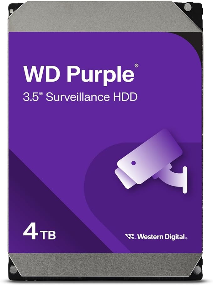 Western Digital 4TB WD Purple Surveillance Internal Hard Drive HDD - SATA 6 Gb/s, 256 MB Cache, 3.5"